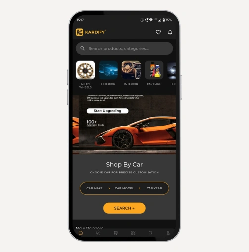 iPhone mockup showing a fintech mobile dashboard interface